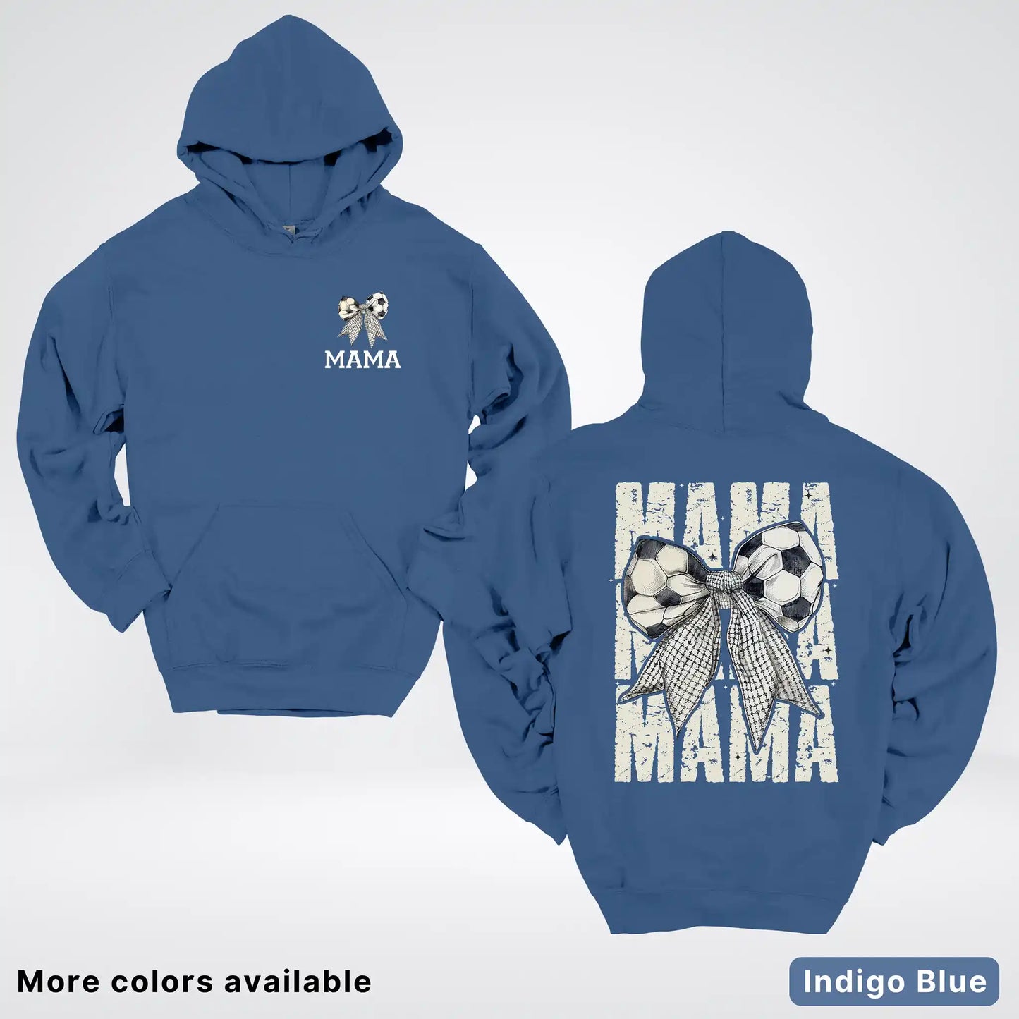 Soccer Mama Bow Coquette Varsity Font Graphic Hoodie