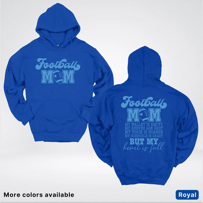 Football Mom – My Heart Is Full Front & Back – Light Blue Design - Hoodie