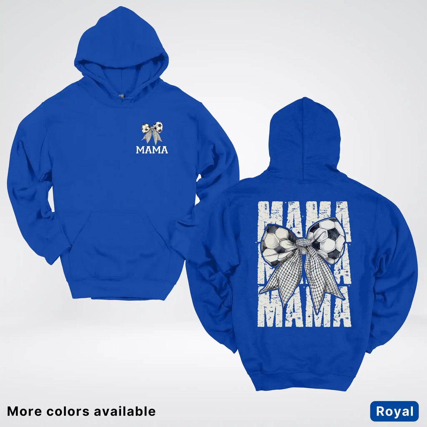 Soccer Mama Bow Coquette Varsity Font Graphic Hoodie