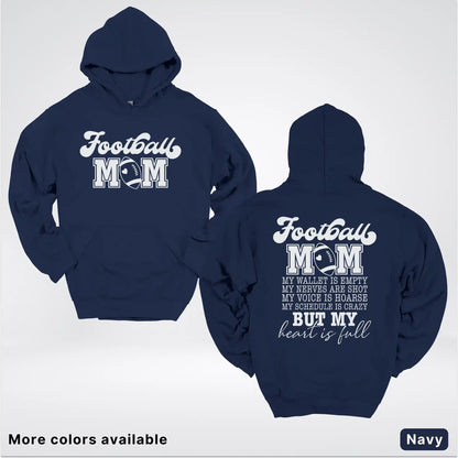 Football Mom – My Heart Is Full Front & Back – White Design - Hoodie