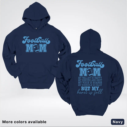 Football Mom – My Heart Is Full Front & Back – Light Blue Design - Hoodie