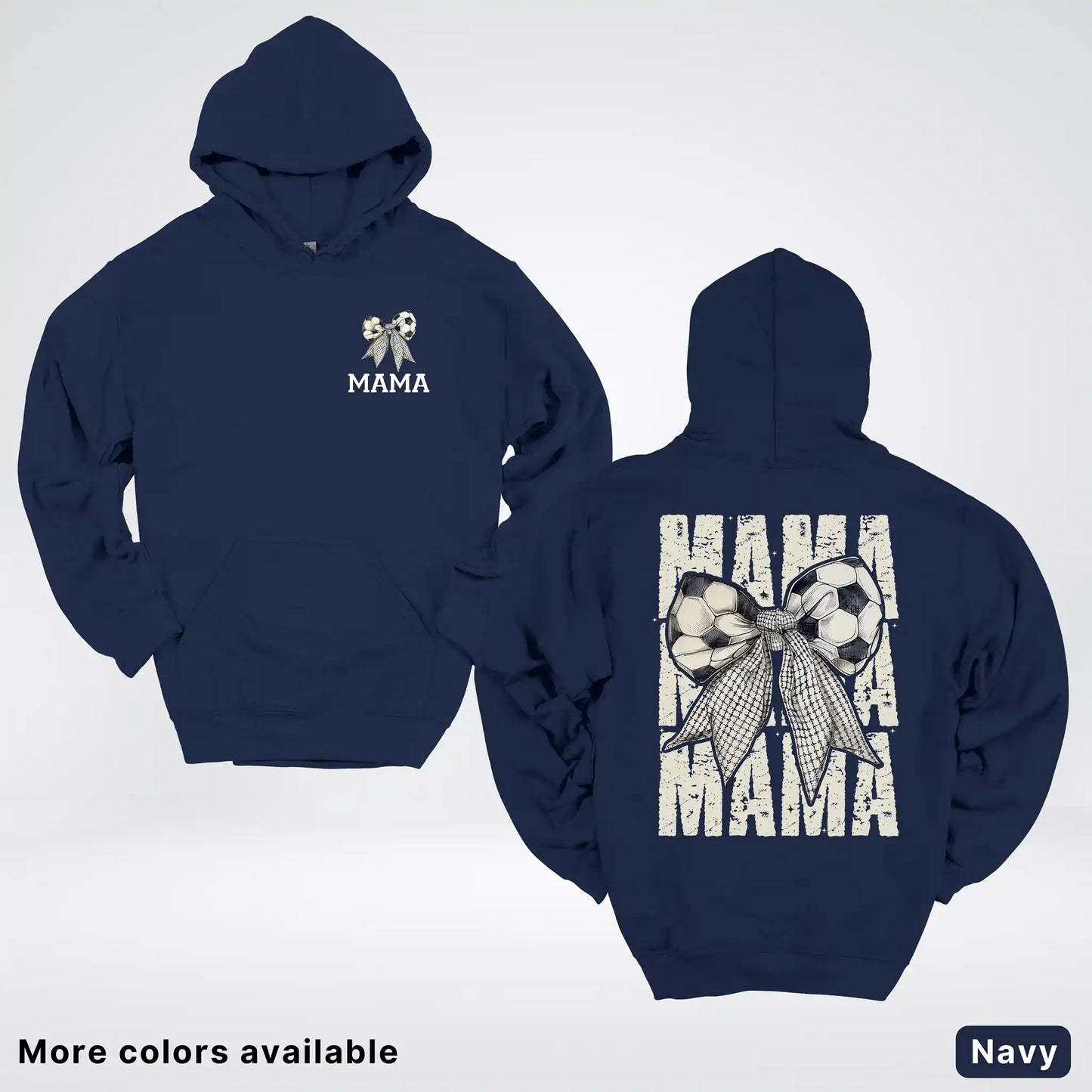 Soccer Mama Bow Coquette Varsity Font Graphic Hoodie