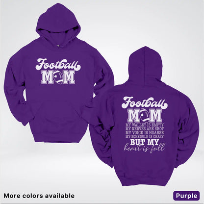 Football Mom – My Heart Is Full Front & Back – White Design - Hoodie