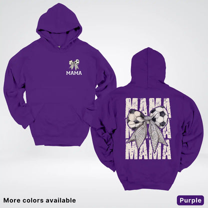 Soccer Mama Bow Coquette Varsity Font Graphic Hoodie