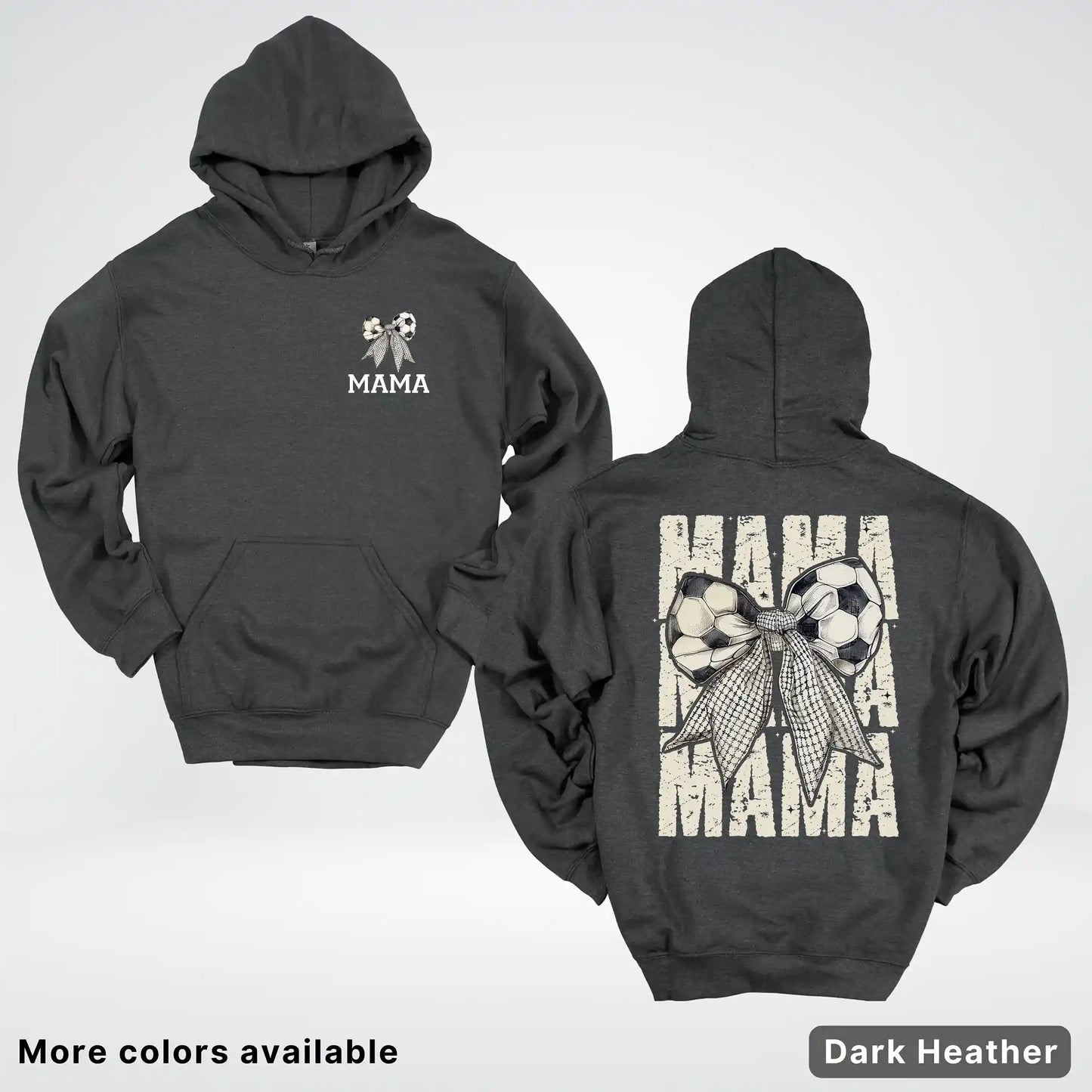 Soccer Mama Bow Coquette Varsity Font Graphic Hoodie