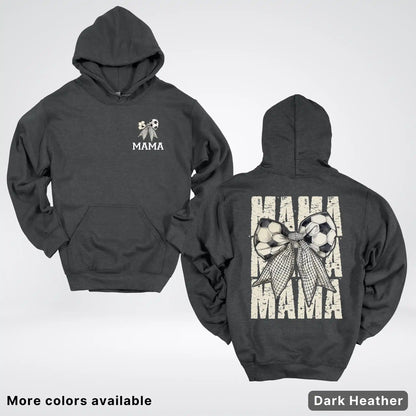 Soccer Mama Bow Coquette Varsity Font Graphic Hoodie