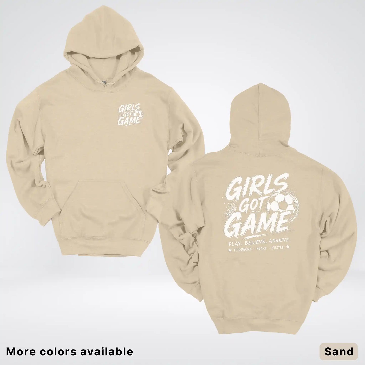 Girls Got Game - White Design - Soccer Hoodie