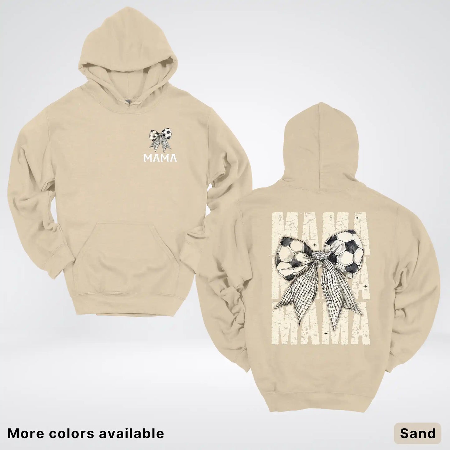 Soccer Mama Bow Coquette Varsity Font Graphic Hoodie
