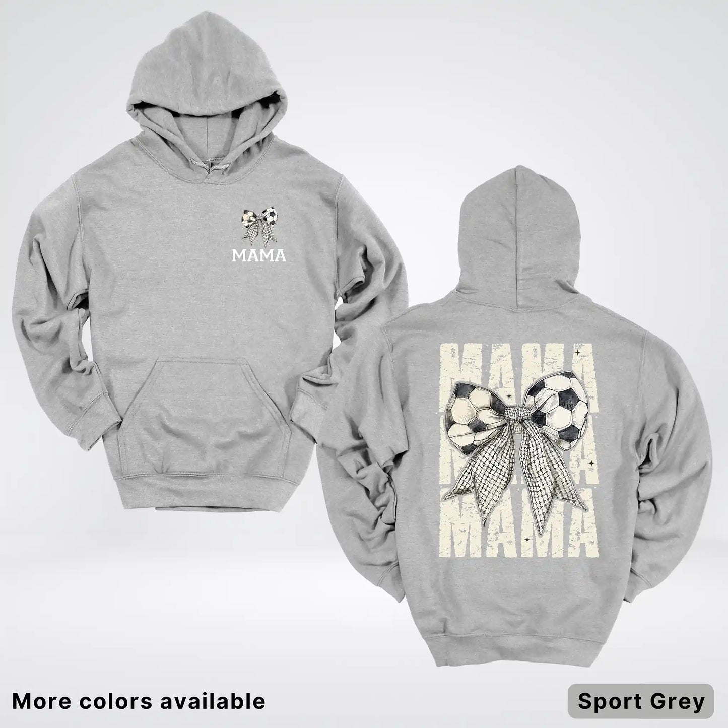 Soccer Mama Bow Coquette Varsity Font Graphic Hoodie