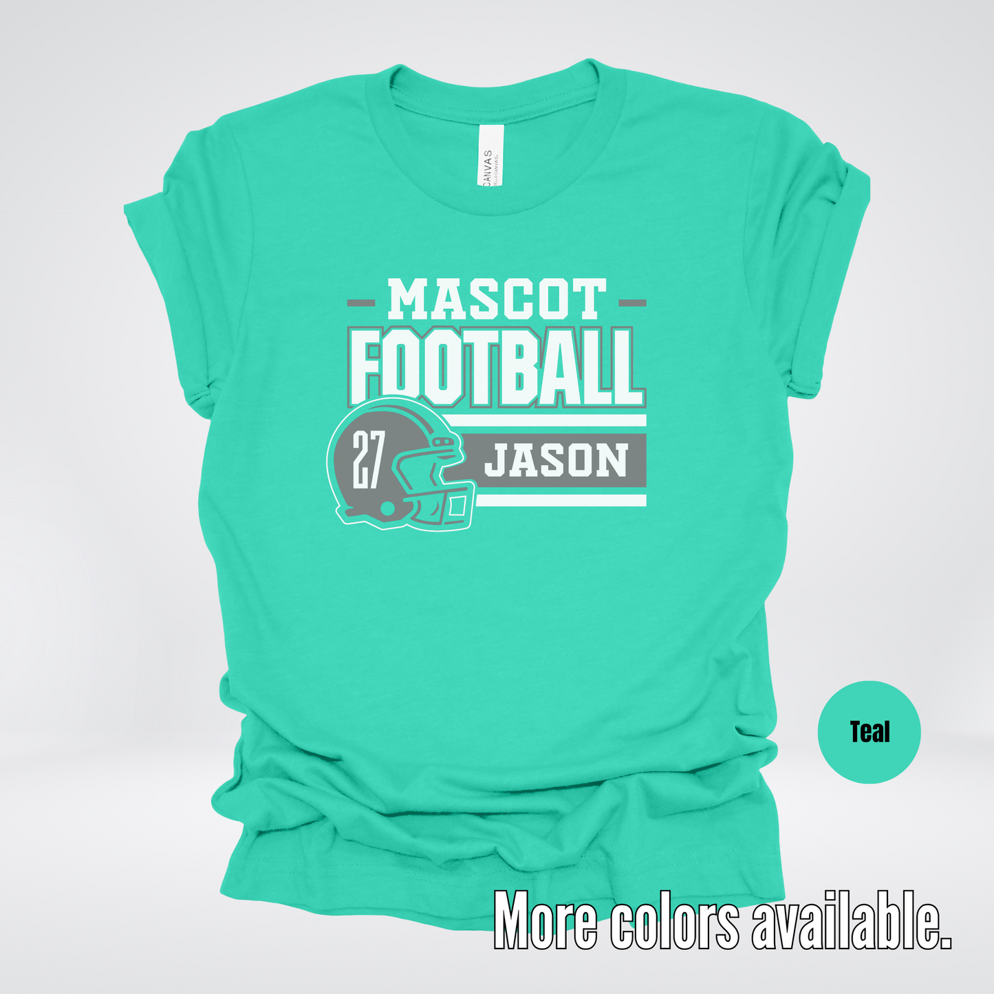 Custom Mascot, Number, & Name – Gray - Football Design 17 T-Shirt