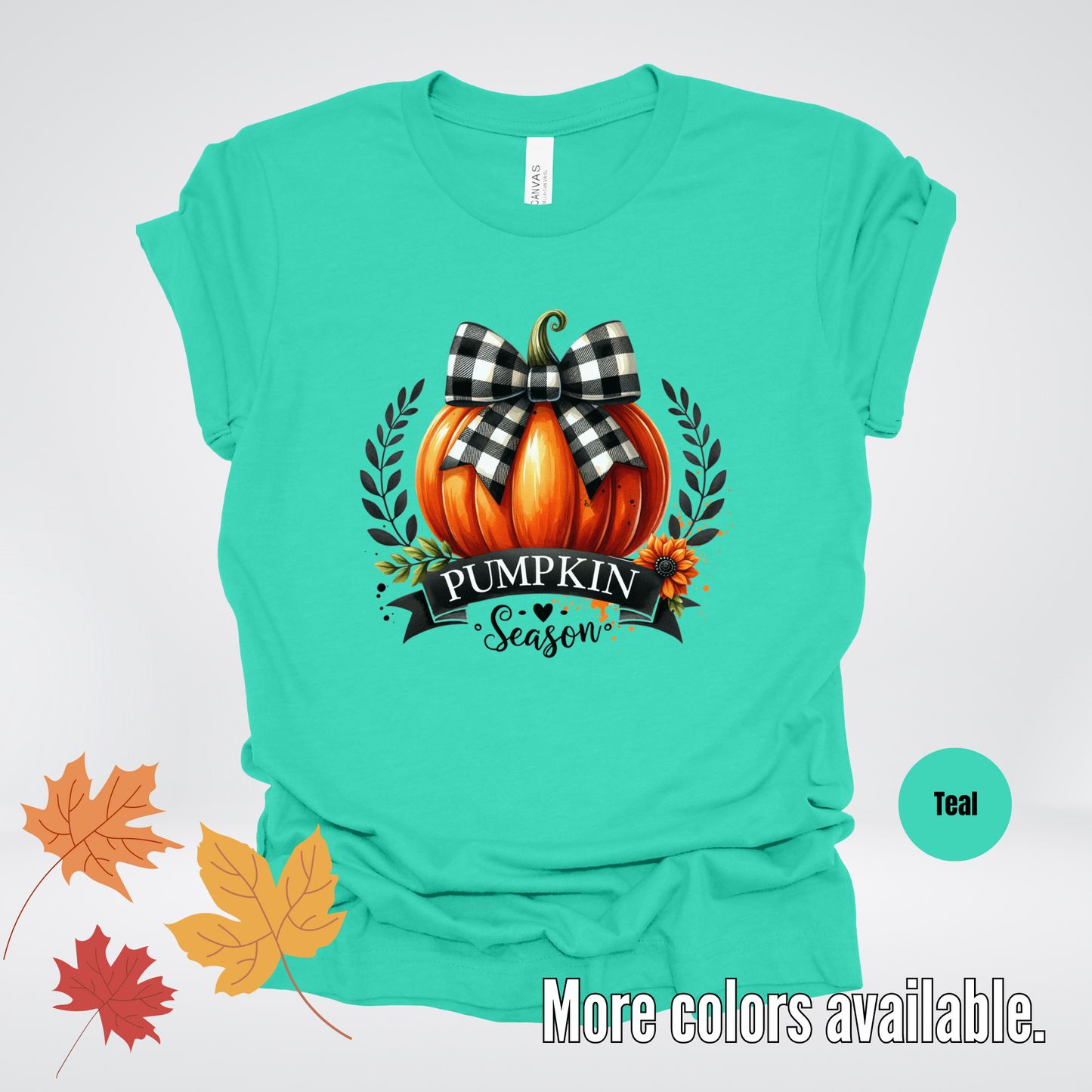 Pumpkin Season Black And While Flannel Coquette Bow T-Shirt