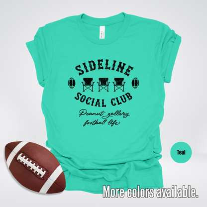 Sideline Social Club Peanut Gallery Football Life Black Design T-Shirt
