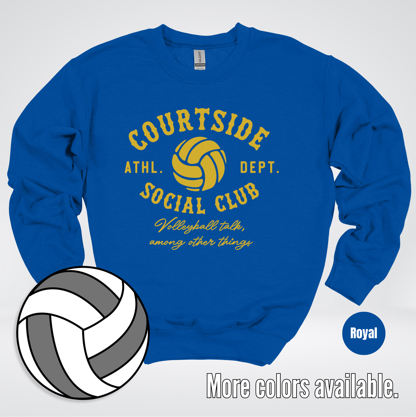 Courtside Social Club – Gold – Volleyball Design Crewneck Sweatshirt