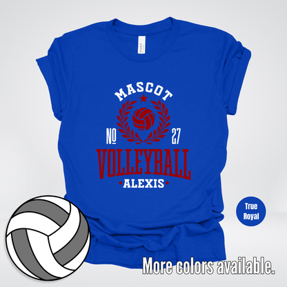 Custom Mascot, Number, & Name – Maroon - Volleyball Design 47 T-Shirt