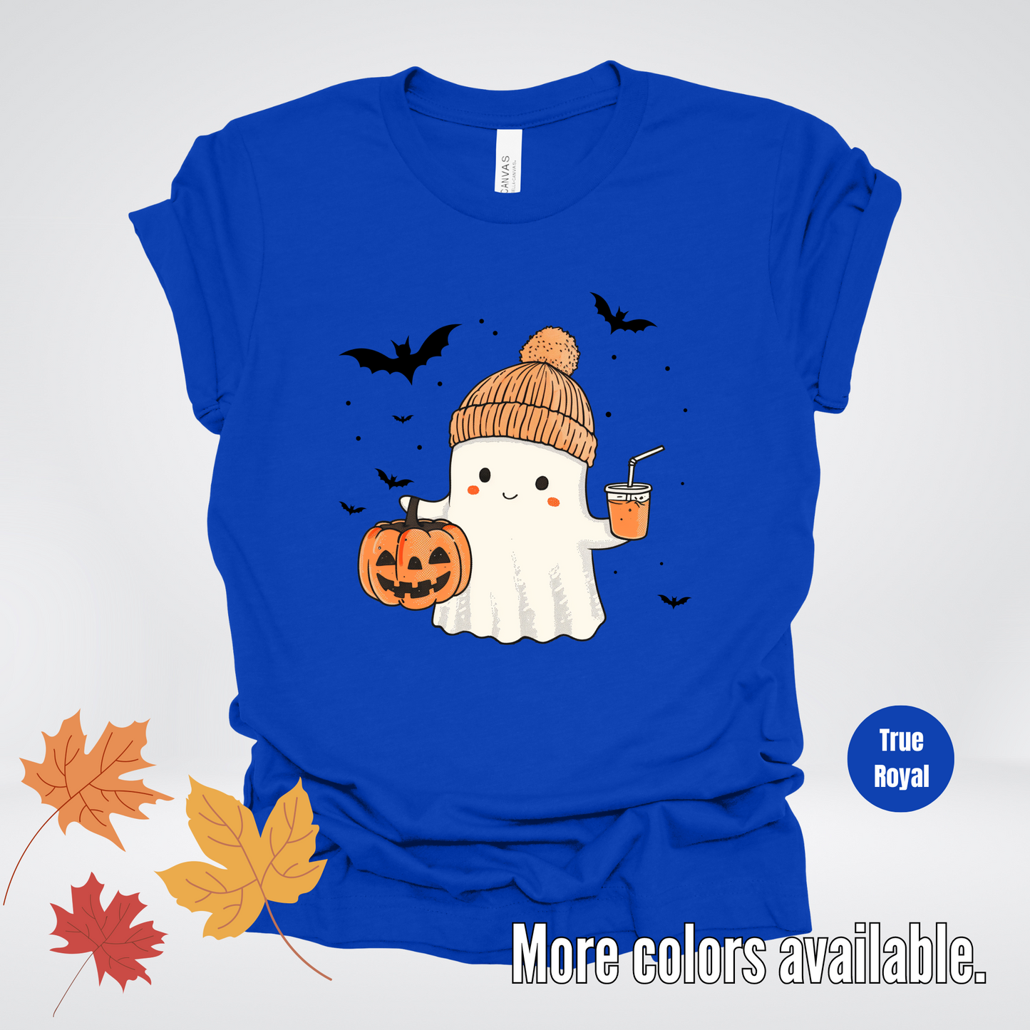 Cute Fall Ghost with Pumpkin And Bats T-Shirt