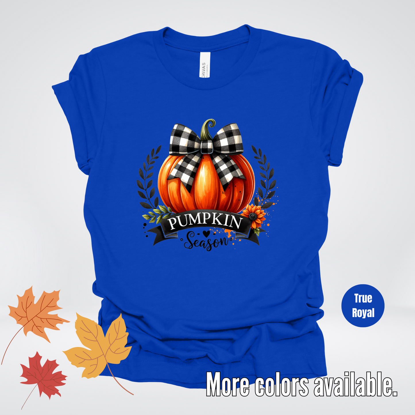 Pumpkin Season Black And While Flannel Coquette Bow T-Shirt