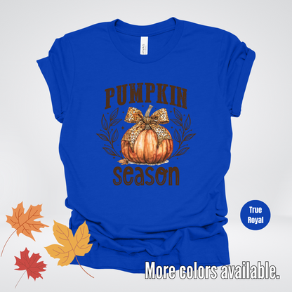 Pumpkin Season Leopard Print Coquette Bow T-Shirt