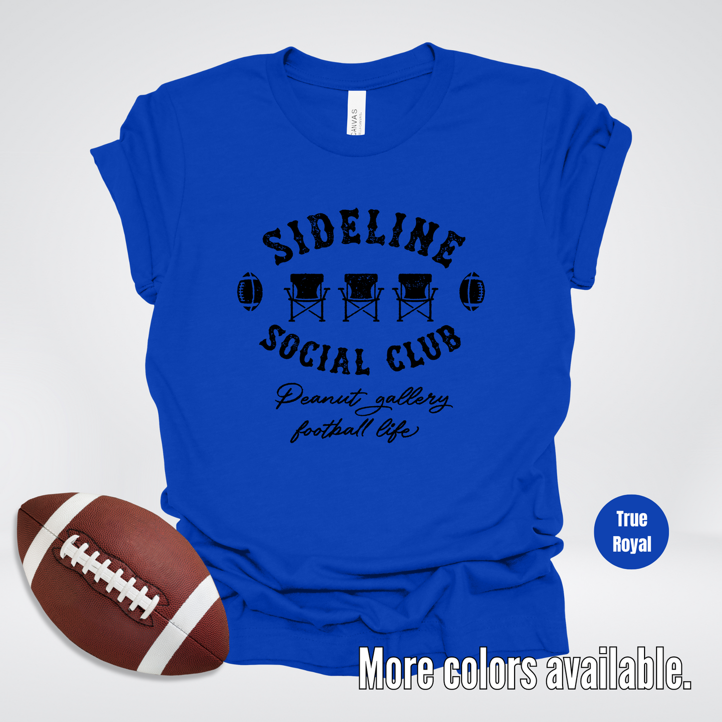 Sideline Social Club Peanut Gallery Football Life Black Design T-Shirt