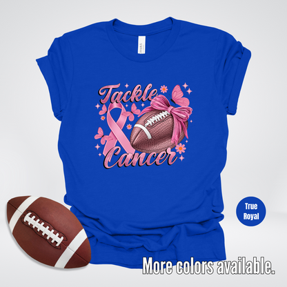 Tackle Cancer Coquette Football T-Shirt