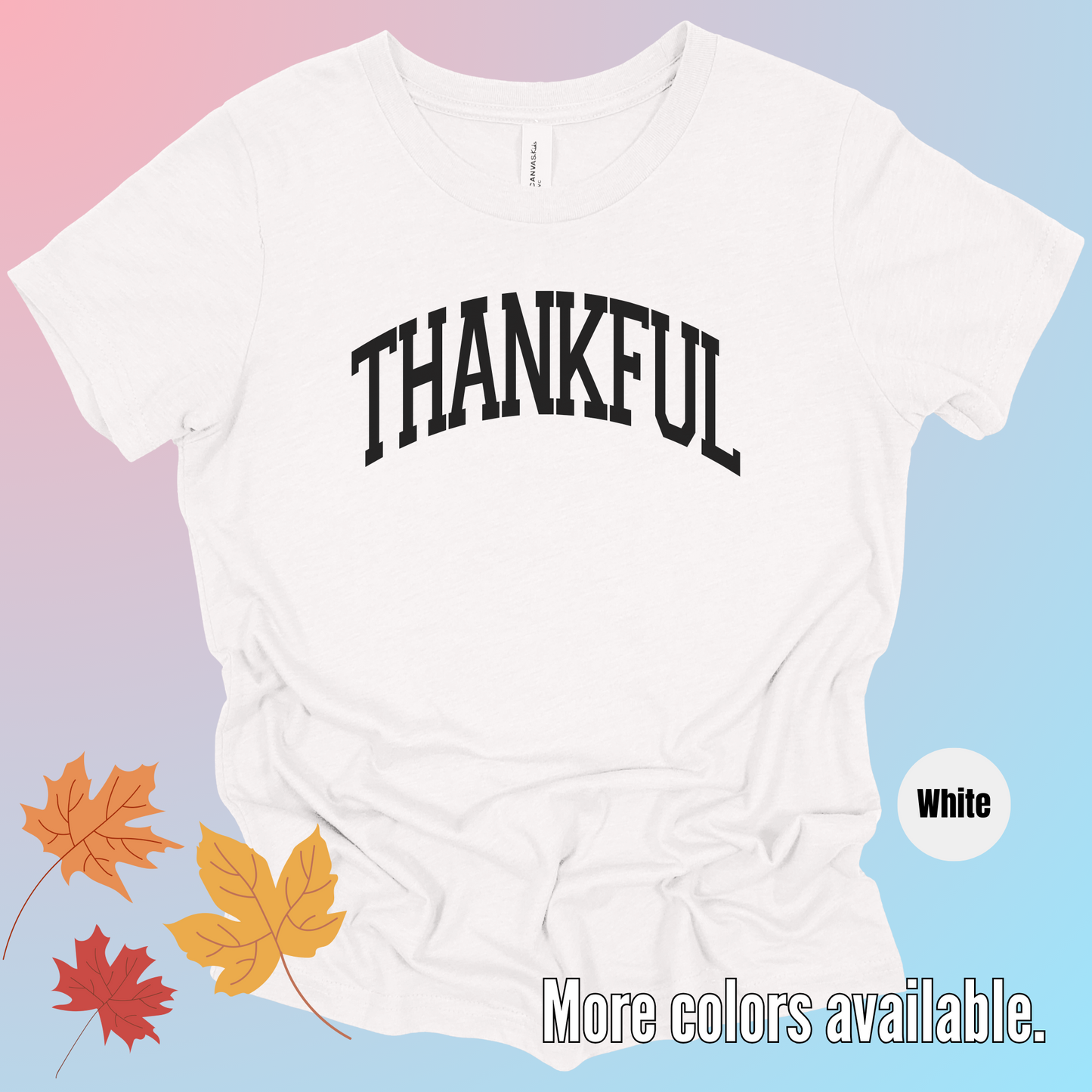 Thankful Varsity Youth T-Shirt - Black Design