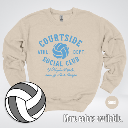 Courtside Social Club – Light Blue – Volleyball Design Crewneck Sweatshirt