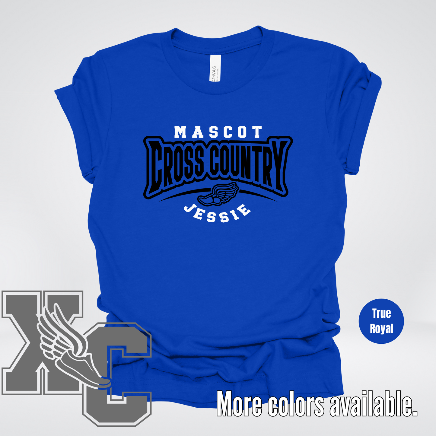 Custom Mascot & Name – Black – Cross Country Design 03 T-Shirt