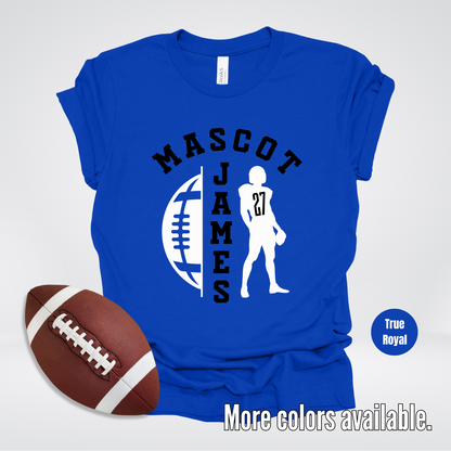 Custom Mascot, Number, & Name - Black - Football Design 29 T-Shirt