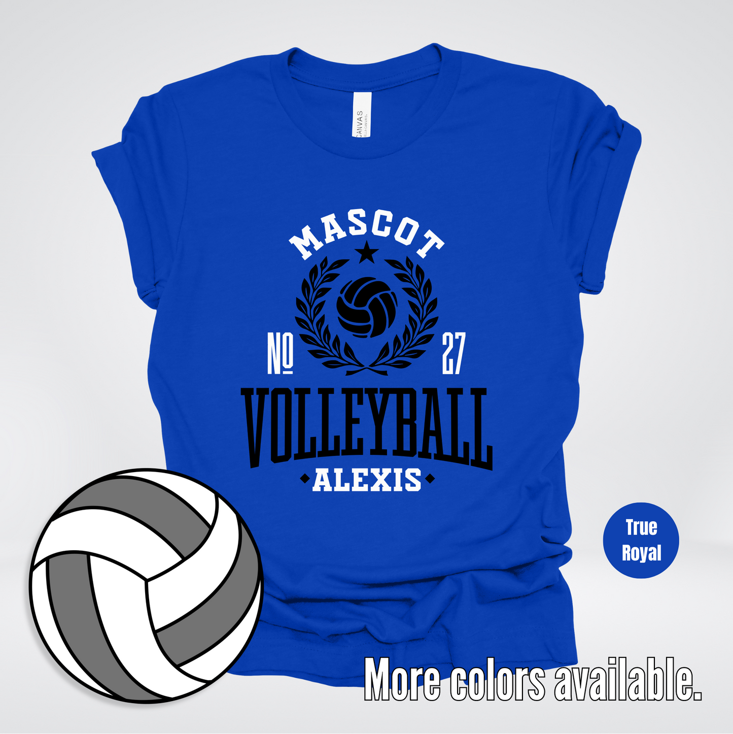 Custom Mascot, Number, & Name – Black - Volleyball Design 40 T-Shirt