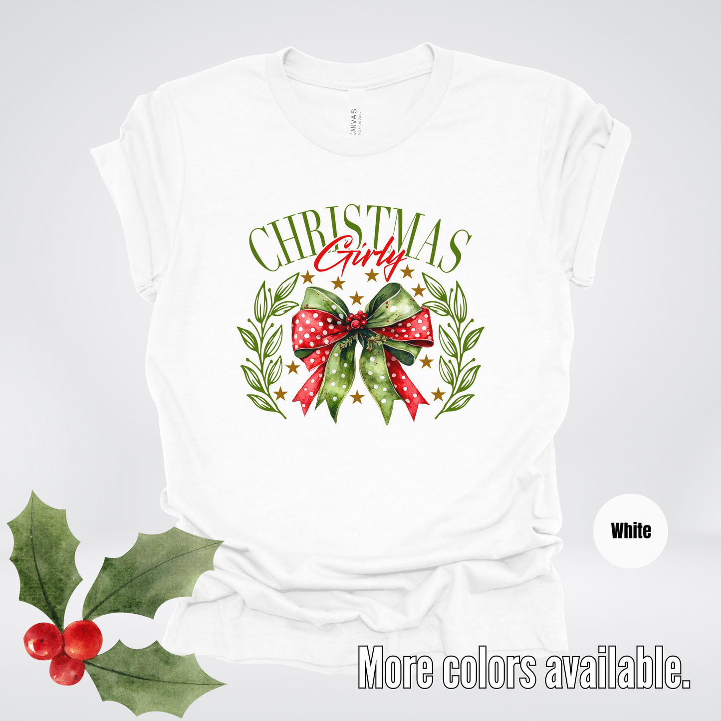 Christmas Girly Green And Red Coquette T-Shirt