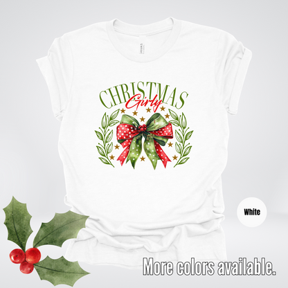 Christmas Girly Green And Red Coquette T-Shirt