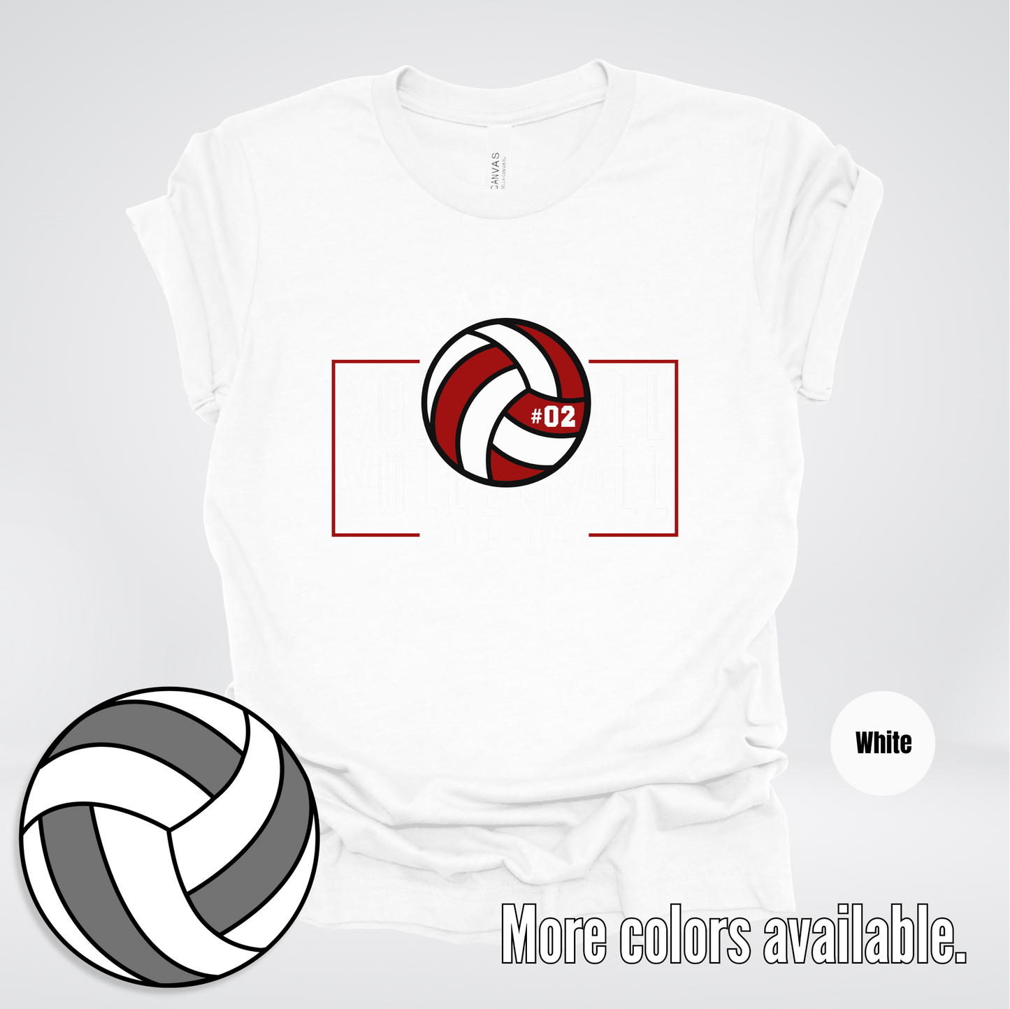 Custom Mascot, Number, & Name - Maroon - Volleyball Design 2 T-Shirt