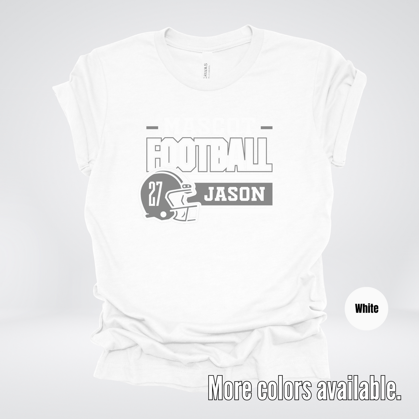 Custom Mascot, Number, & Name – Gray - Football Design 17 T-Shirt