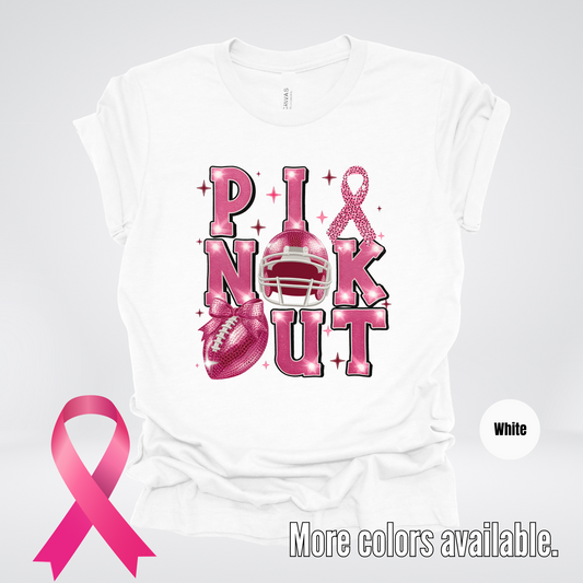 Pink Out Football Coquette Glitter Helmet T-Shirt