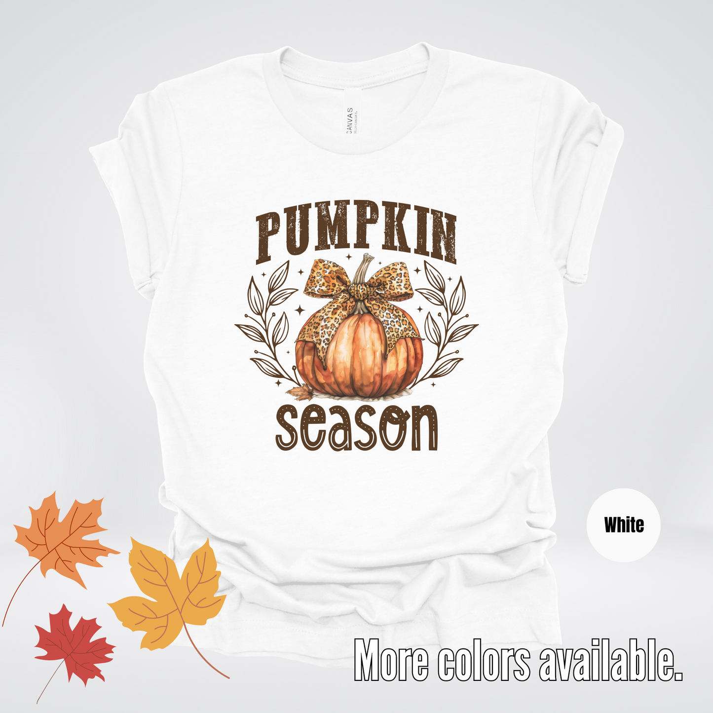 Pumpkin Season Leopard Print Coquette Bow T-Shirt