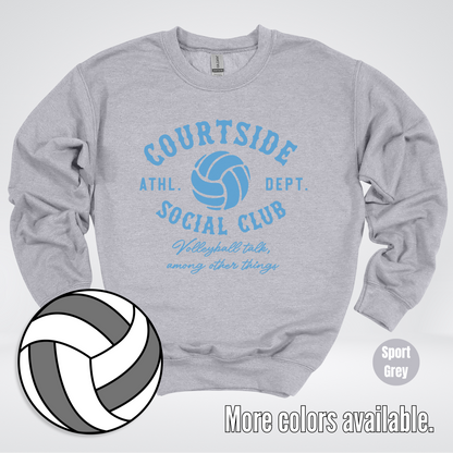 Courtside Social Club – Light Blue – Volleyball Design Crewneck Sweatshirt