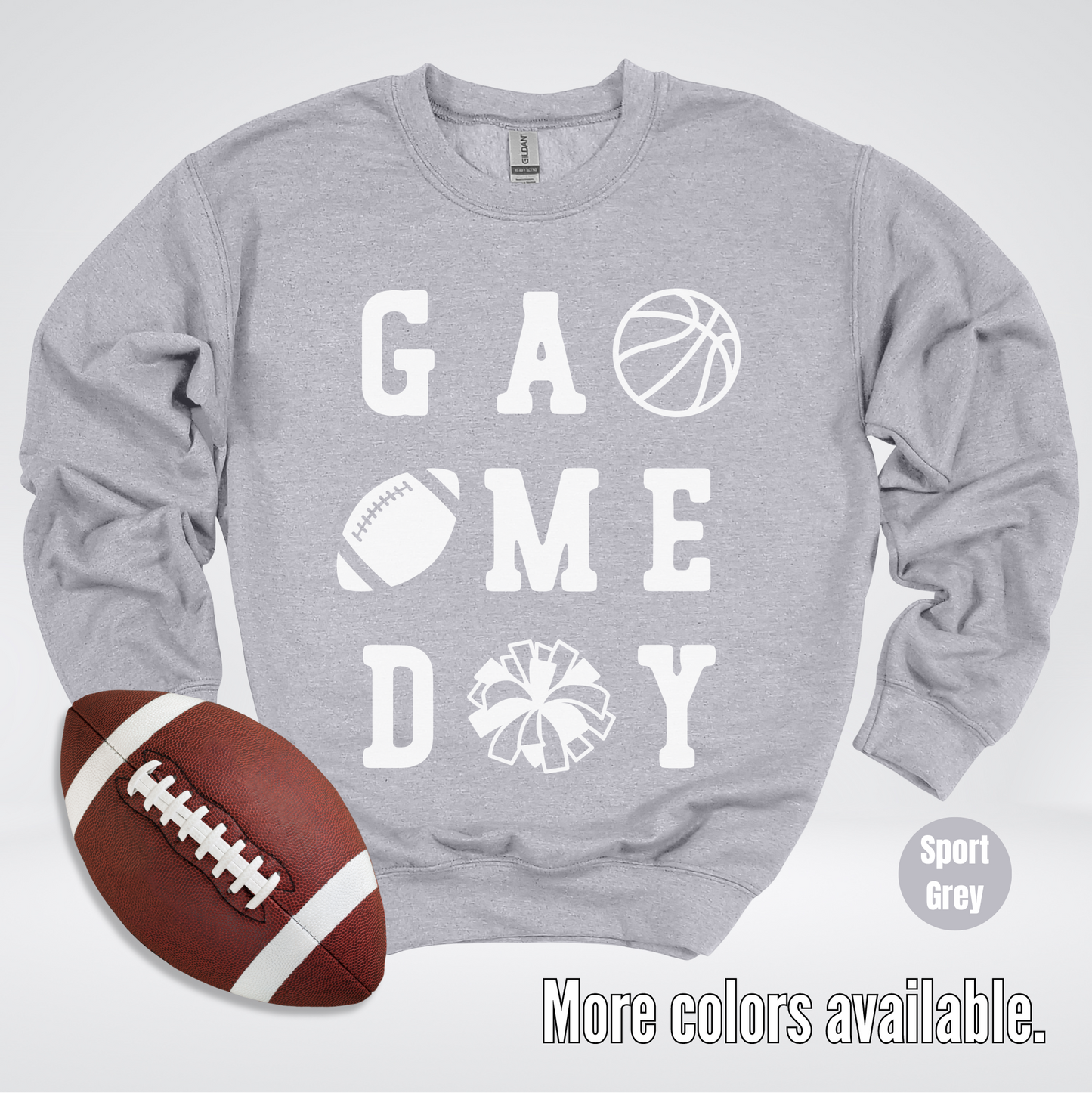 Game Day – White Design - Basketball Football Cheer Crewneck Sweatshirt