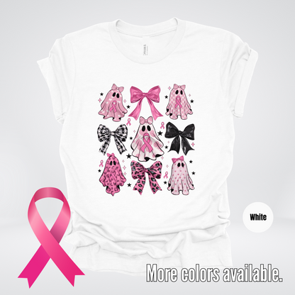 Ghost & Bows Coquette Breast Cancer Awareness T-Shirt