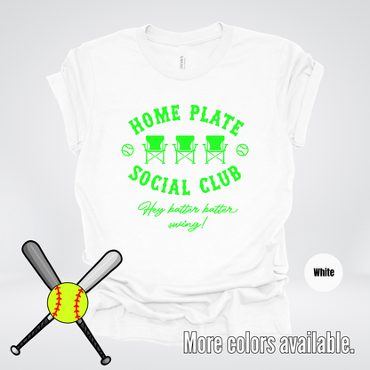 Home Plate Social Club – Green Design - Softball Baseball T-Shirt