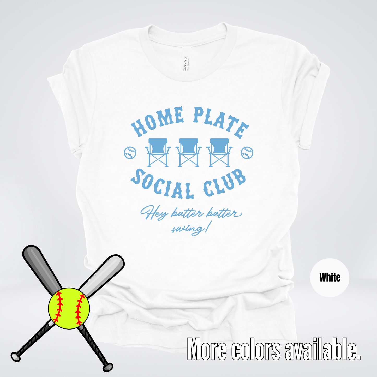 Home Plate Social Club – Light Blue Design - Softball Baseball T-Shirt