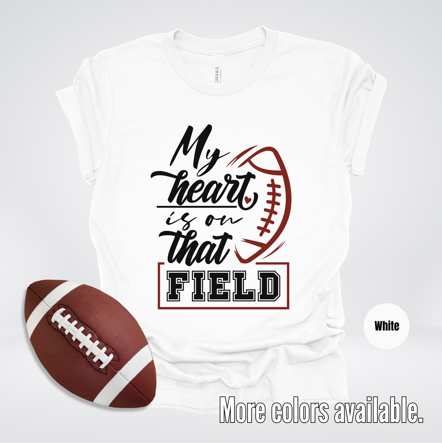 My Heart Is On That Field Black Design T-Shirt