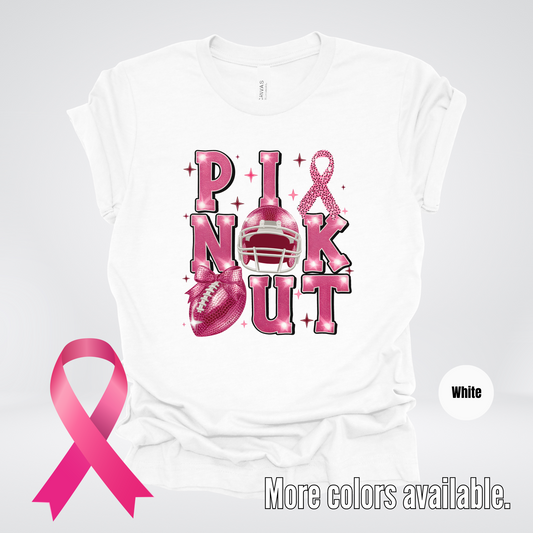 Pink Out Football Coquette Breast Cancer Awareness T-Shirt