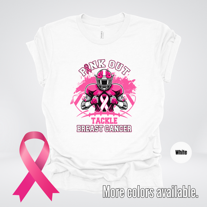 Pink Out Football Tackle Breast Cancer Awareness T-Shirt