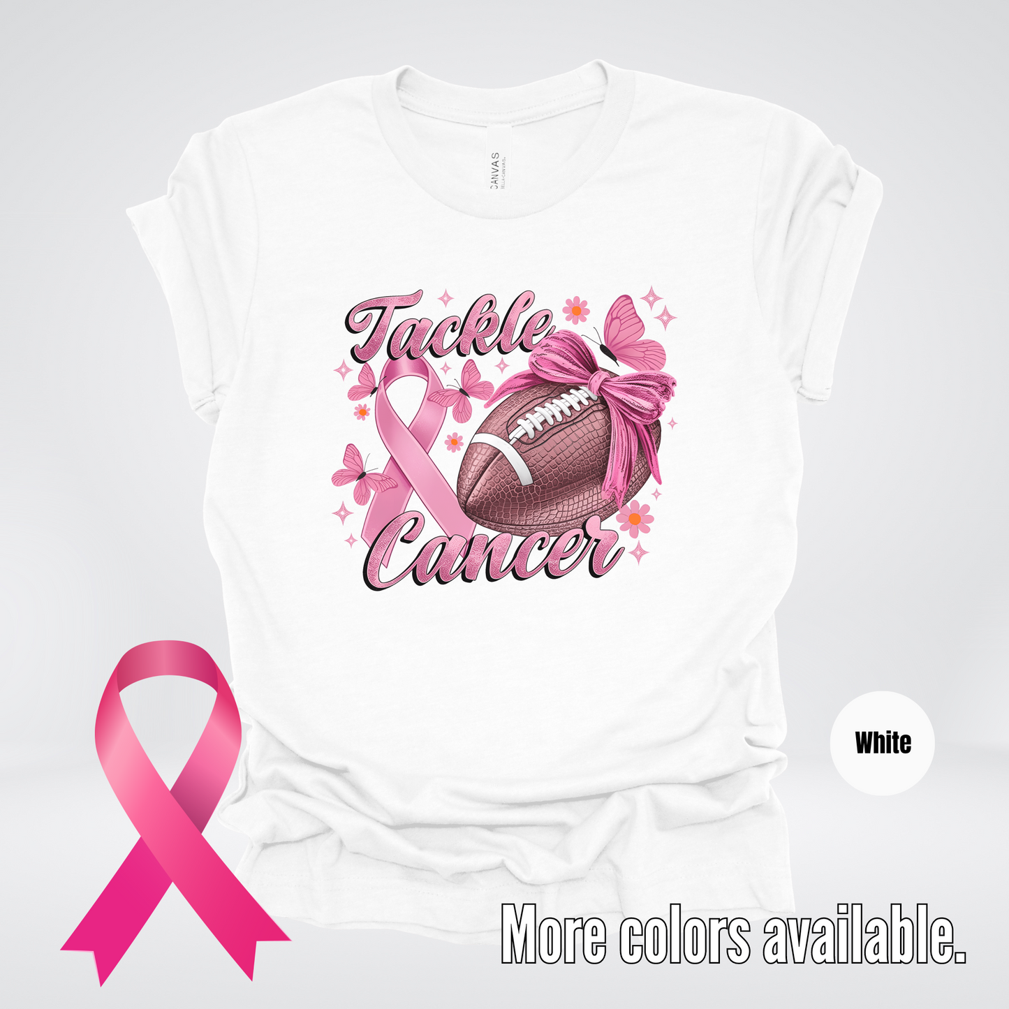 Tackle Cancer Coquette Football Breast Cancer Awareness T-Shirt