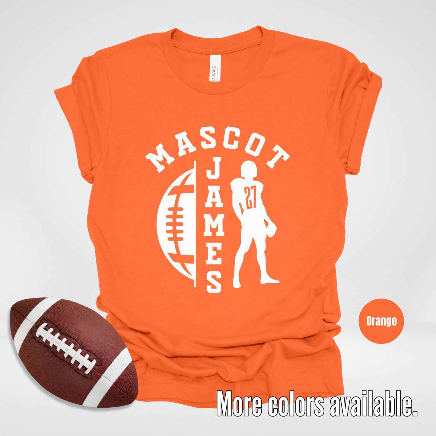 Custom Mascot, Number, & Name - White - Football Design 26 T-Shirt