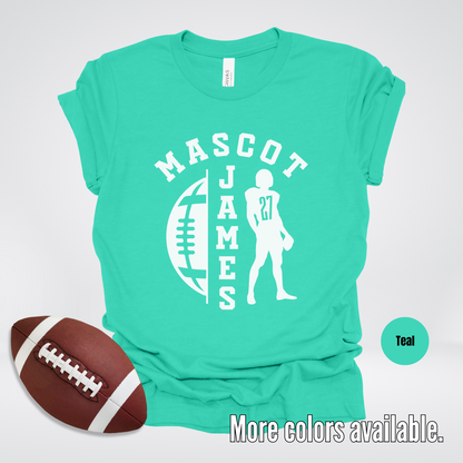Custom Mascot, Number, & Name - White - Football Design 26 T-Shirt