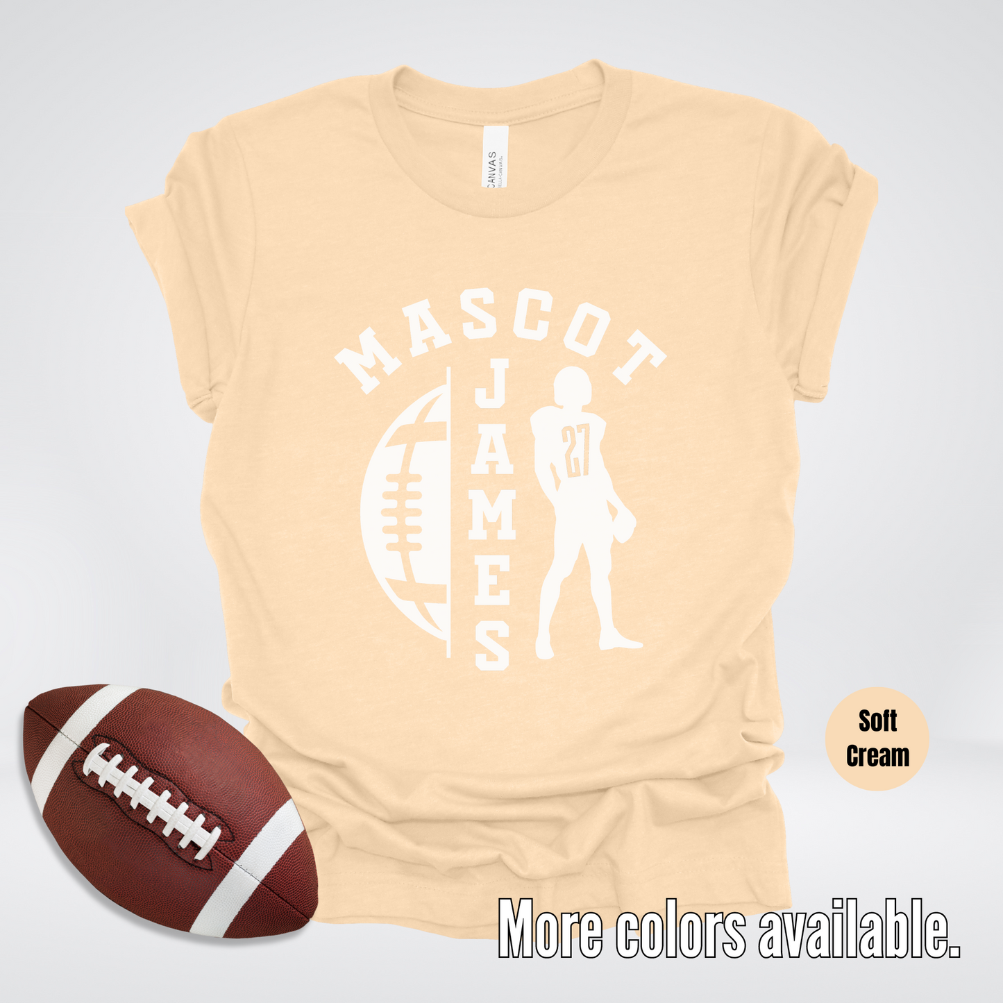 Custom Mascot, Number, & Name - White - Football Design 26 T-Shirt