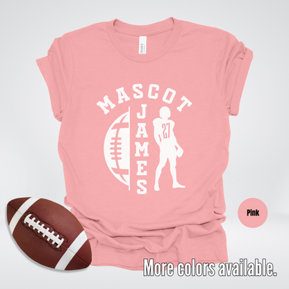 Custom Mascot, Number, & Name - White - Football Design 26 T-Shirt