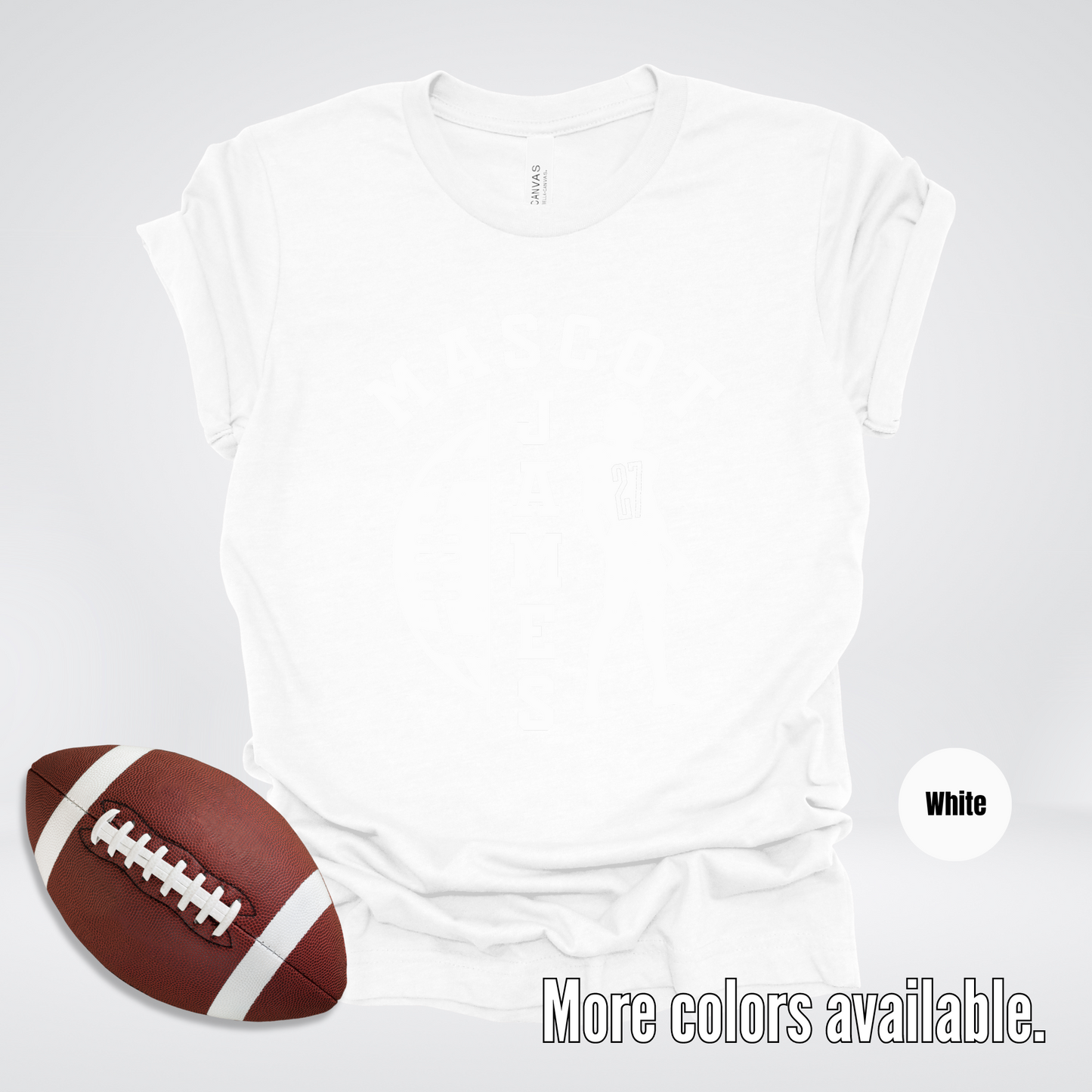 Custom Mascot, Number, & Name - White - Football Design 26 T-Shirt