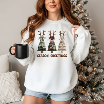 Rustic Christmas Tree Trio (Hook Yard Faux Look) - Crewneck Sweatshirt