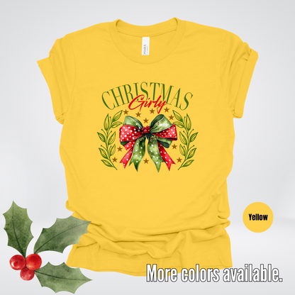 Christmas Girly Green And Red Coquette T-Shirt